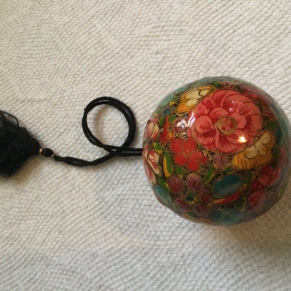 Christmas ornament tree ornament floral flowers hand painted - Picture 5 of 6